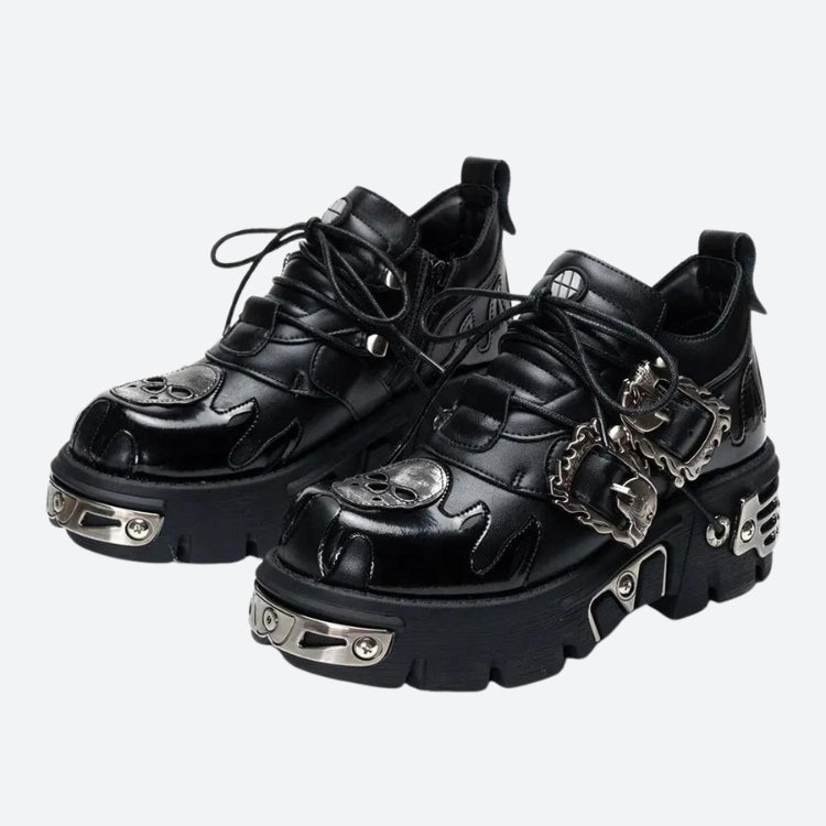 Grunge Fire Chunky Platform Shoes - Retro Y2K Fashion Footwear for Bold 90s Outfits