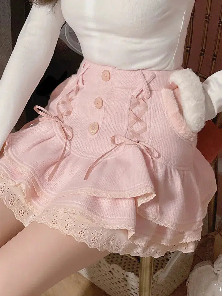 Kawaii Ruffled Layered Lace Mini Skirt - Y2K Summer Retro Style Grunge Outfit Kawaii Ruffled Layered Lace Mini Skirt - Y2K Summer Retro Style Grunge Outfit