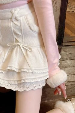 Kawaii Ruffled Layered Lace Mini Skirt - Y2K Summer Retro Style Grunge Outfit