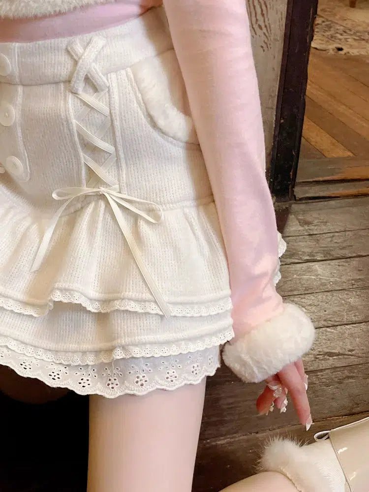Kawaii Ruffled Layered Lace Mini Skirt - Y2K Summer Retro Style Grunge Outfit Kawaii Ruffled Layered Lace Mini Skirt - Y2K Summer Retro Style Grunge Outfit