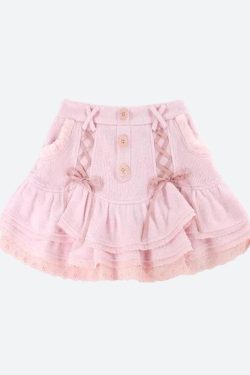 Kawaii Ruffled Layered Lace Mini Skirt - Y2K Summer Retro Style Grunge Outfit