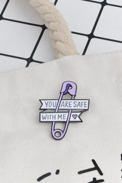 Retro Y2K Grunge 'You Are Safe With Me' Pins - Perfect for 90s and Y2K Outfits