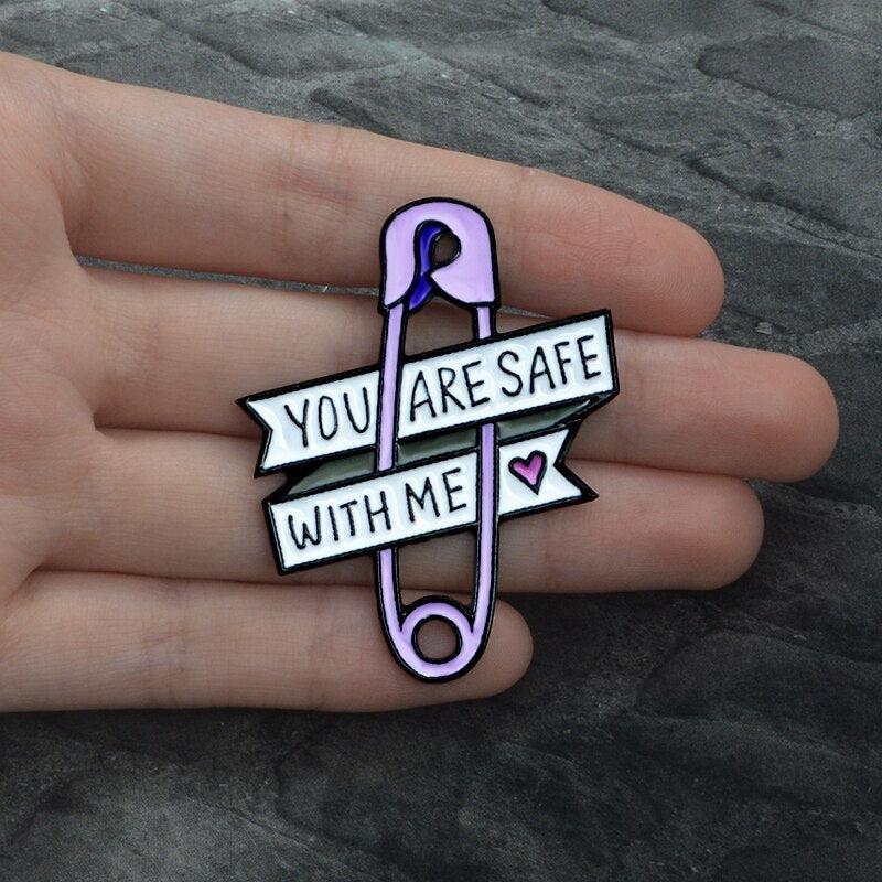 Retro Y2K Grunge 'You Are Safe With Me' Pins - Perfect for 90s and Y2K Outfits Retro Y2K Grunge 'You Are Safe With Me' Pins - Perfect for 90s and Y2K Outfits