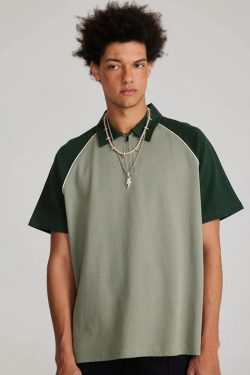 Vintage Half Zip-Up Polo Tee - Retro Y2K Fashion, 90s Style Grunge Outfit