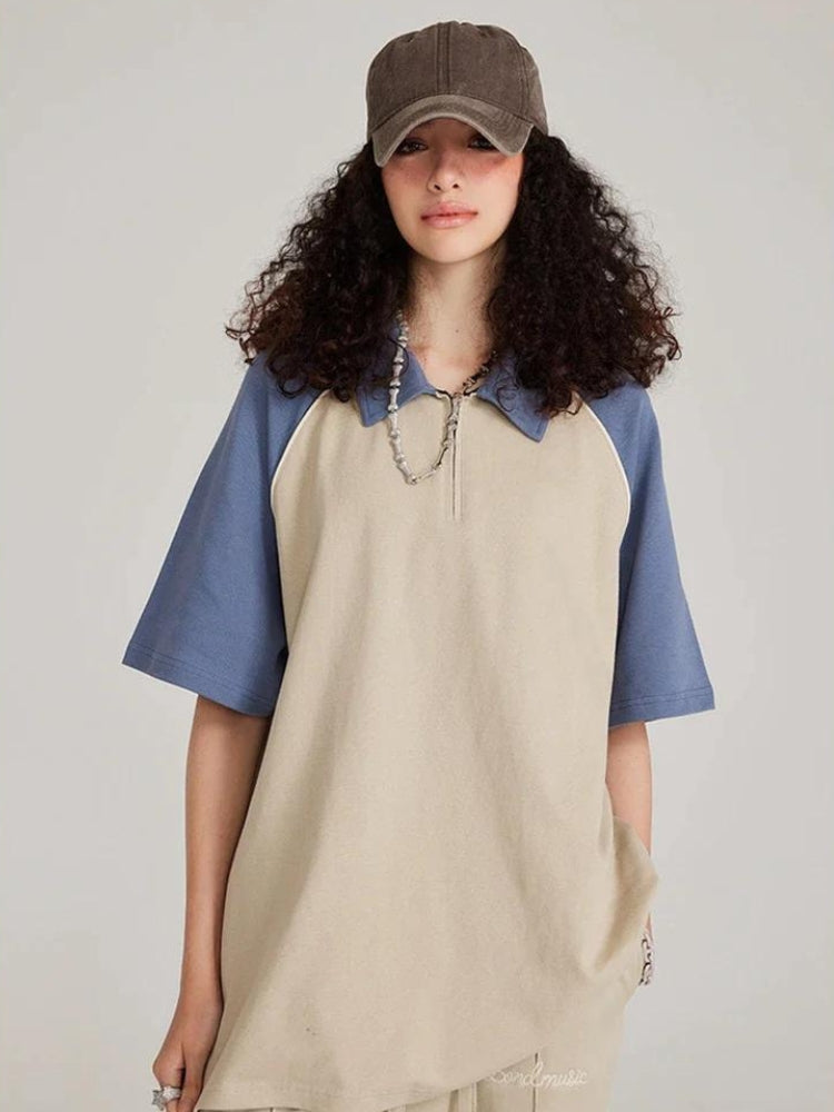 Vintage Half Zip-Up Polo Tee - Retro Y2K Fashion, 90s Style Grunge Outfit Vintage Half Zip-Up Polo Tee - Retro Y2K Fashion, 90s Style Grunge Outfit