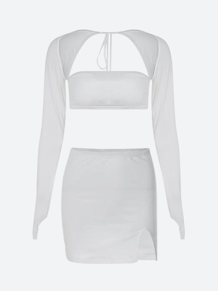 Y2K Baddie Crop Top & Slit Mini Skirt Two Piece Set - Retro 90s Summer Outfit Y2K Baddie Crop Top & Slit Mini Skirt Two Piece Set - Retro 90s Summer Outfit