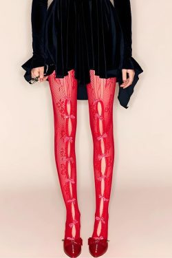 Y2K Coquette Bow Fishnet Tights - Retro Style Grunge Outfits Essential