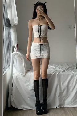 Y2K Coquette Bow Lace Two Piece Set - Retro Style Summer Outfit