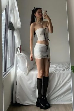 Y2K Coquette Bow Lace Two Piece Set - Retro Style Summer Outfit