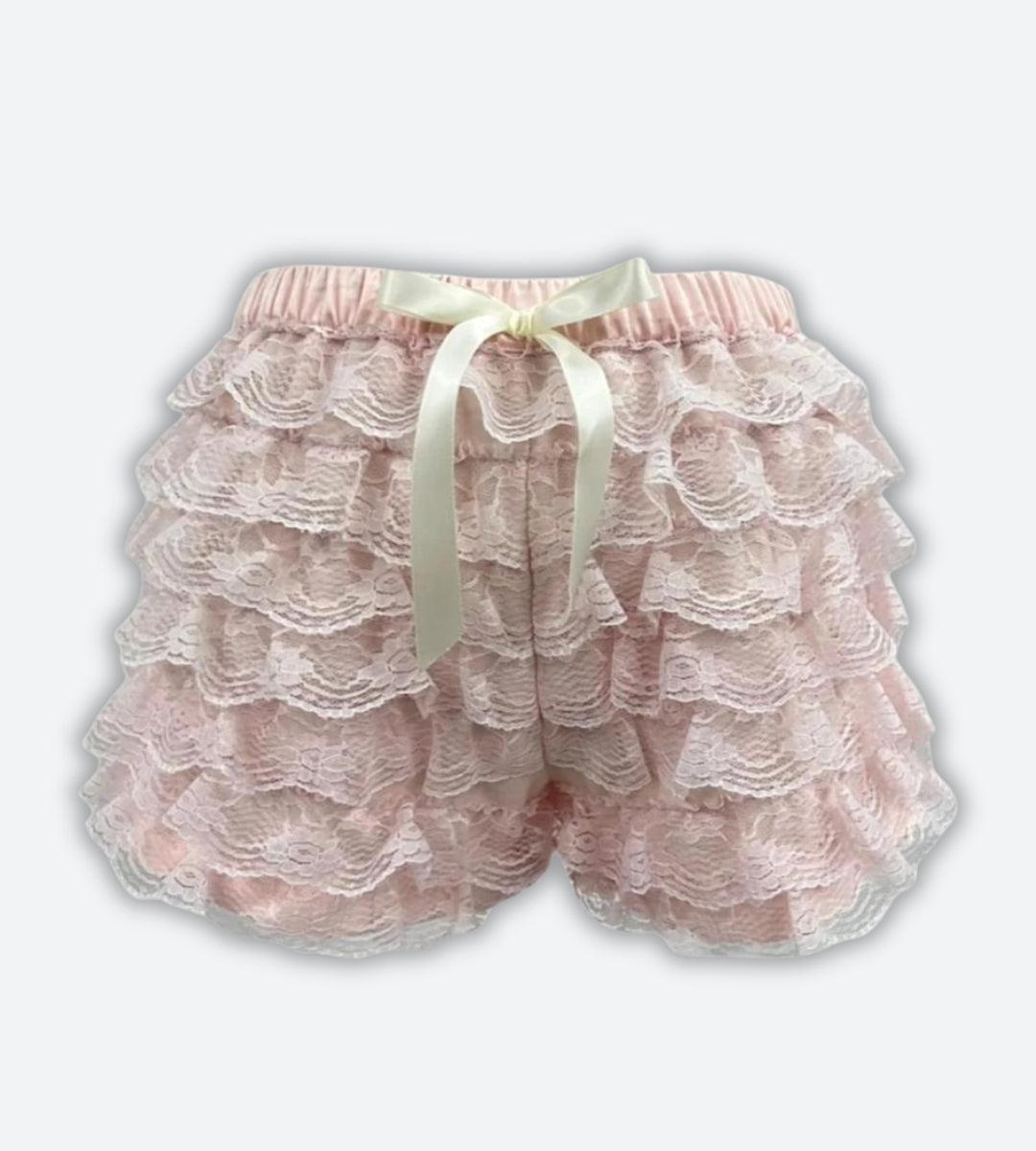 Y2K Coquette Lace Ruffled Shorts - Retro 90s Summer Fashion