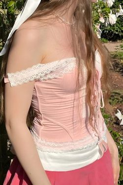 Y2K Coquette Lace Up Corset Top - Retro 90s Fashion Grunge Style