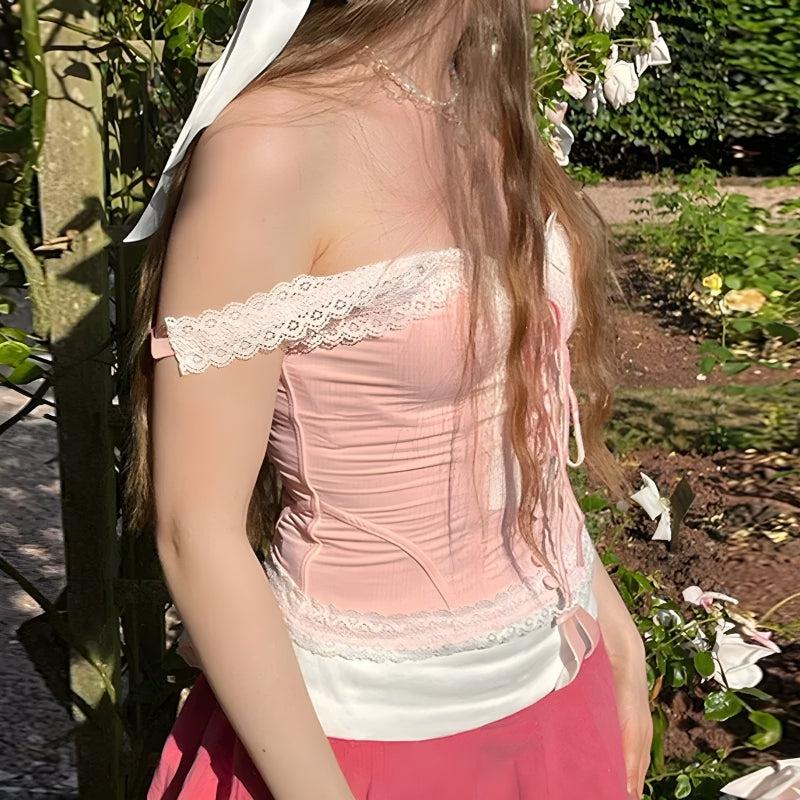 Y2K Coquette Lace Up Corset Top - Retro 90s Fashion Grunge Style Y2K Coquette Lace Up Corset Top - Retro 90s Fashion Grunge Style