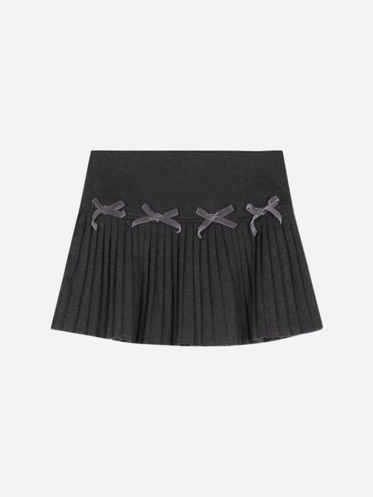 Y2K Dark Academia Bow Pleated Mini Skirt - Retro 90s Grunge Style Y2K Dark Academia Bow Pleated Mini Skirt - Retro 90s Grunge Style