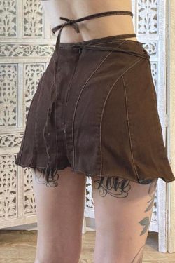 Y2K Fairy Grunge Lace Up Mini Skort - Retro 90s Style Y2K Summer Outfit