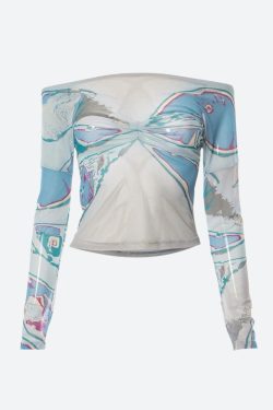Y2K Fairycore Butterfly Mesh Top - Retro Style Grunge Outfit