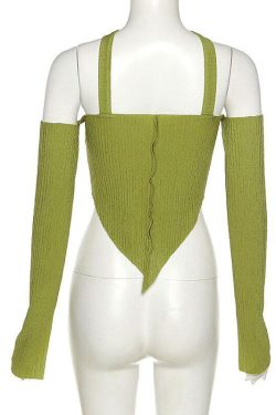 Y2K Flare Sleeved Halter Top - Retro Style 90s Fashion Douyin Dress