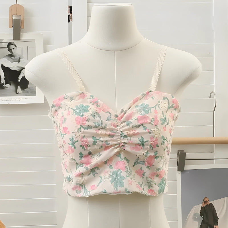 Y2K Floral Cottagecore Crop Top - Retro Style Summer Fashion