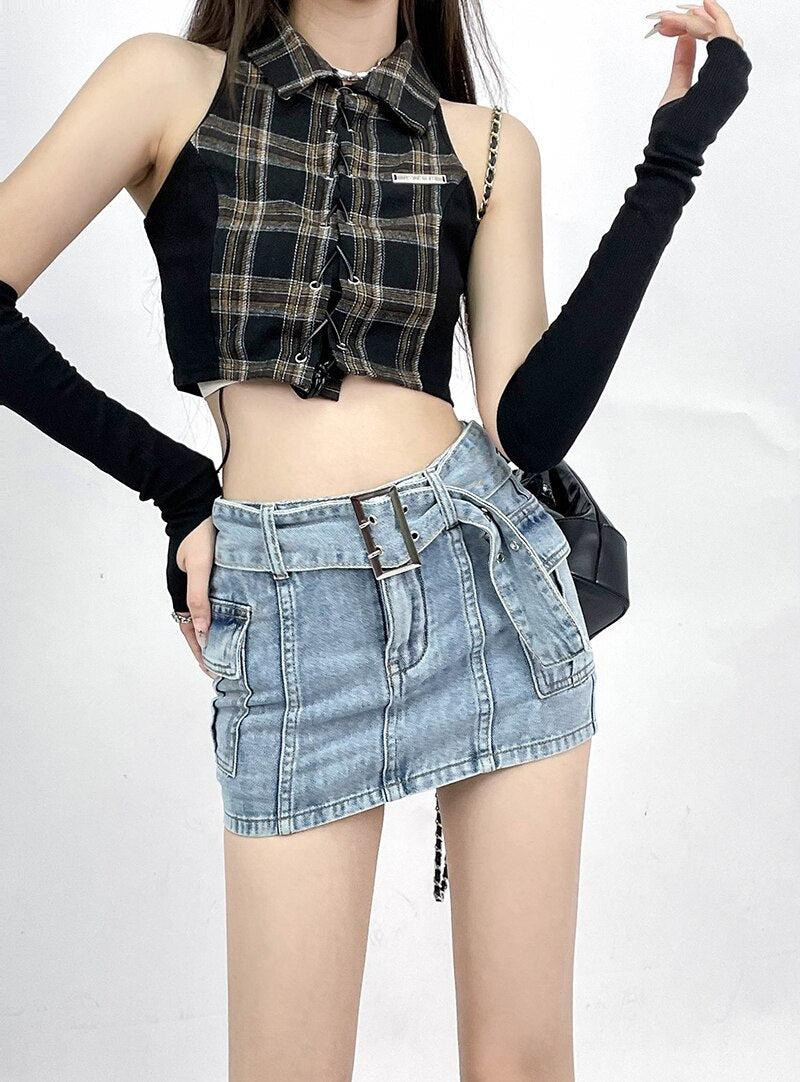 Y2K Grunge Cargo Jean Mini Skort - Retro 90s Fashion for Trendy Summer Outfits Y2K Grunge Cargo Jean Mini Skort - Retro 90s Fashion for Trendy Summer Outfits