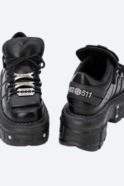 Y2K Grunge Lace Up Platform Sneakers - Retro 90s Style Y2K Shoes