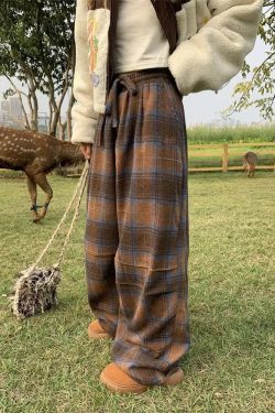 Y2K Grunge Oversized Plaid Sweatpants - Retro 90s Fashion Statement