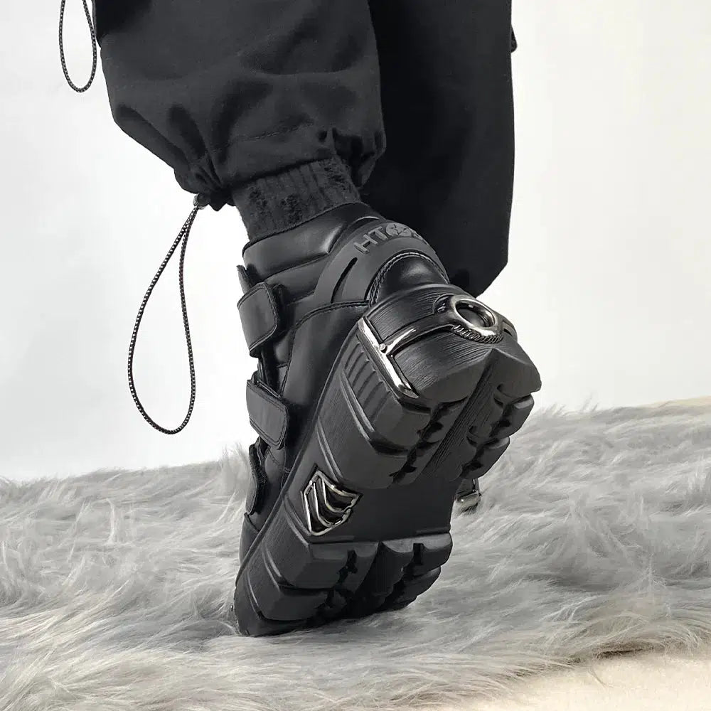 Y2K Grunge Velcro Strap Platform Boots - Retro 90s Style Y2K Shoes