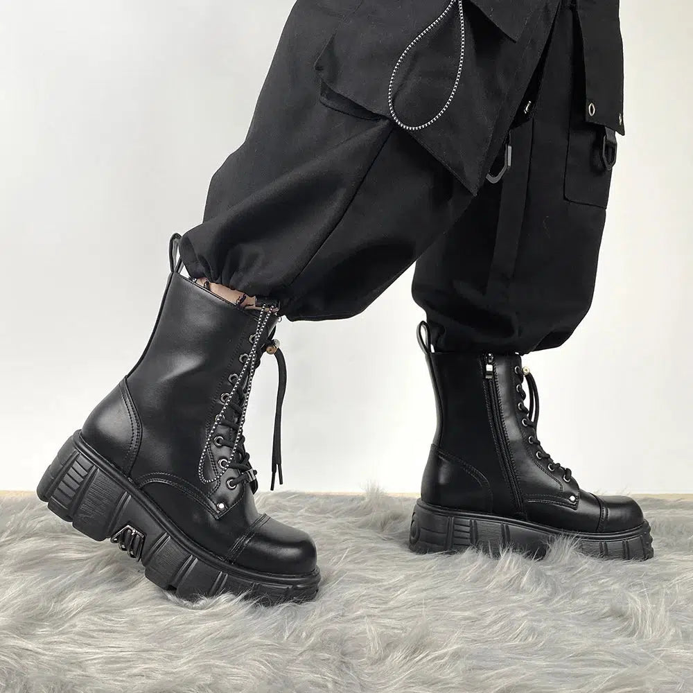 Y2K Grunge Zip-Up Platform Combat Boots - Retro 90s Style Y2K Shoes Y2K Grunge Zip-Up Platform Combat Boots - Retro 90s Style Y2K Shoes