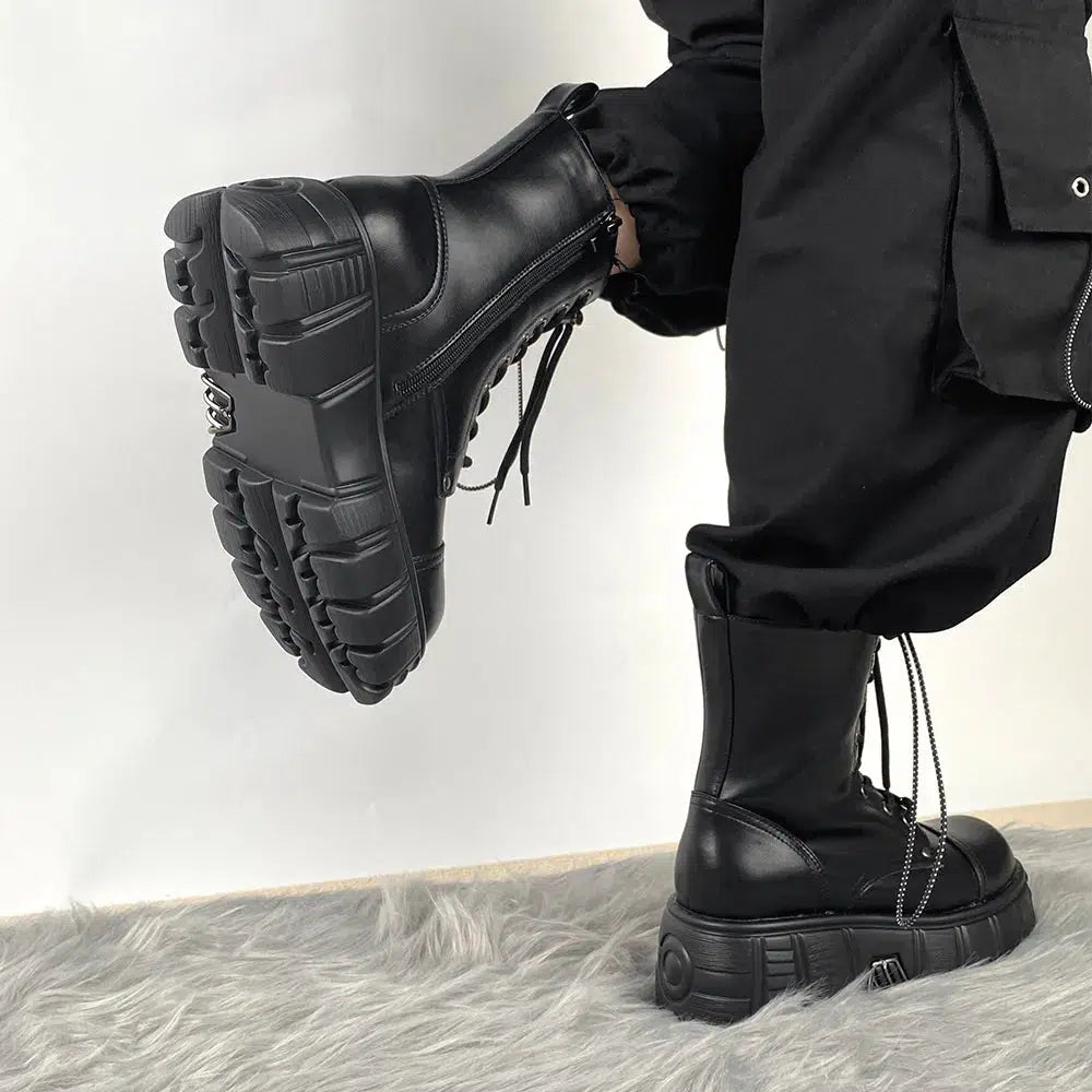 Y2K Grunge Zip-Up Platform Combat Boots - Retro 90s Style Y2K Shoes Y2K Grunge Zip-Up Platform Combat Boots - Retro 90s Style Y2K Shoes