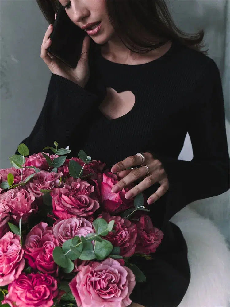 Y2K Heart Cut Out Corduroy Top - Retro Style Grunge Outfit