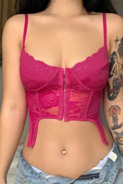 Y2K Lace Crop Corset Top - Retro Grunge Baddie Style