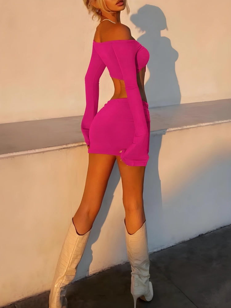 Y2K Off Shoulder Crop Top & Mini Skirt Set - Retro 90s Summer Outfit Y2K Off Shoulder Crop Top & Mini Skirt Set - Retro 90s Summer Outfit