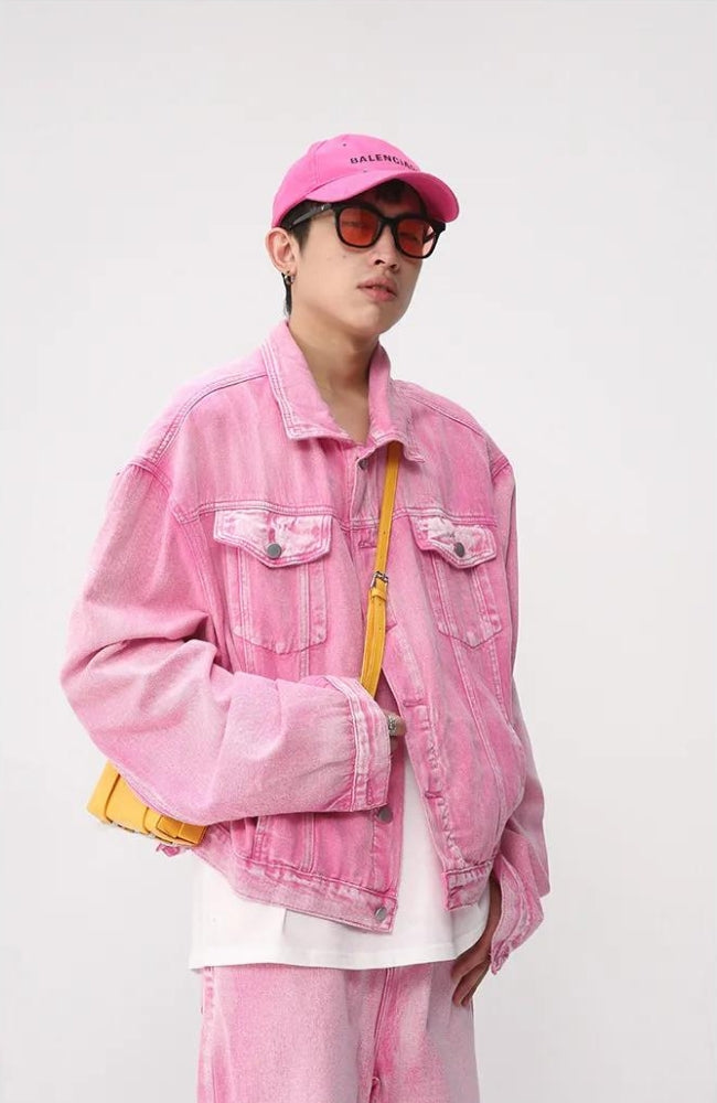 Y2K Pink Denim Jacket & Pants Two Piece Set - Retro Style 90s Fashion Outfit Y2K Pink Denim Jacket & Pants Two Piece Set - Retro Style 90s Fashion Outfit