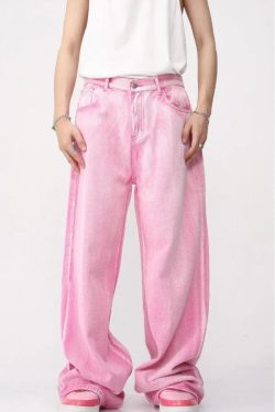 Y2K Pink Denim Jacket & Pants Two Piece Set - Retro Style 90s Fashion Outfit