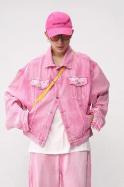 Y2K Pink Denim Jacket & Pants Two Piece Set - Retro Style 90s Fashion Outfit