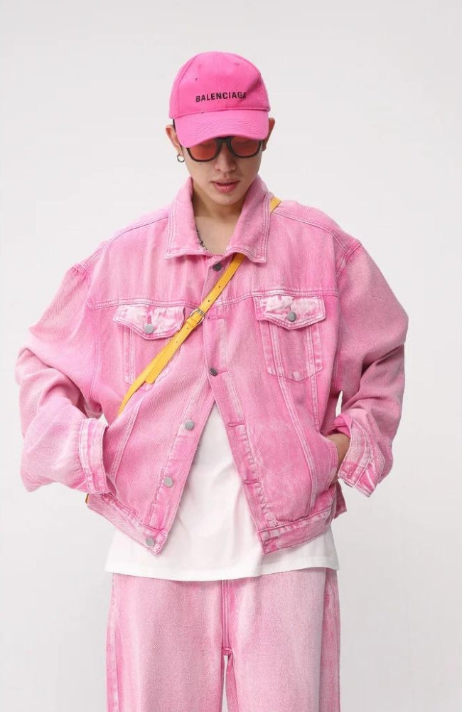 Y2K Pink Denim Jacket & Pants Two Piece Set - Retro Style 90s Fashion Outfit Y2K Pink Denim Jacket & Pants Two Piece Set - Retro Style 90s Fashion Outfit