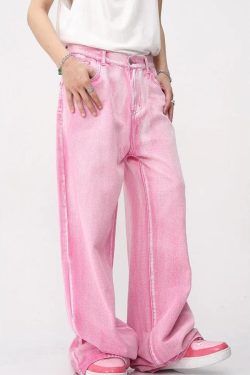 Y2K Pink Denim Jacket & Pants Two Piece Set - Retro Style 90s Fashion Outfit