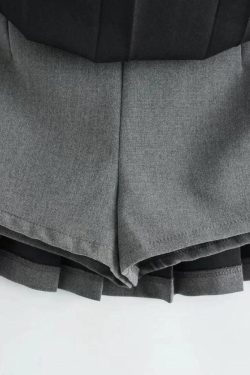 Y2K Pleated Mini School Skort - Retro 90s Fashion Grunge Outfit