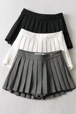 Y2K Pleated Mini School Skort - Retro 90s Fashion Grunge Outfit