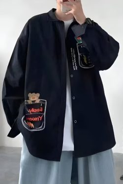 Y2K Retro Bear & Skateboard Graphic Shirt - Perfect for 90s and Grunge Outfits