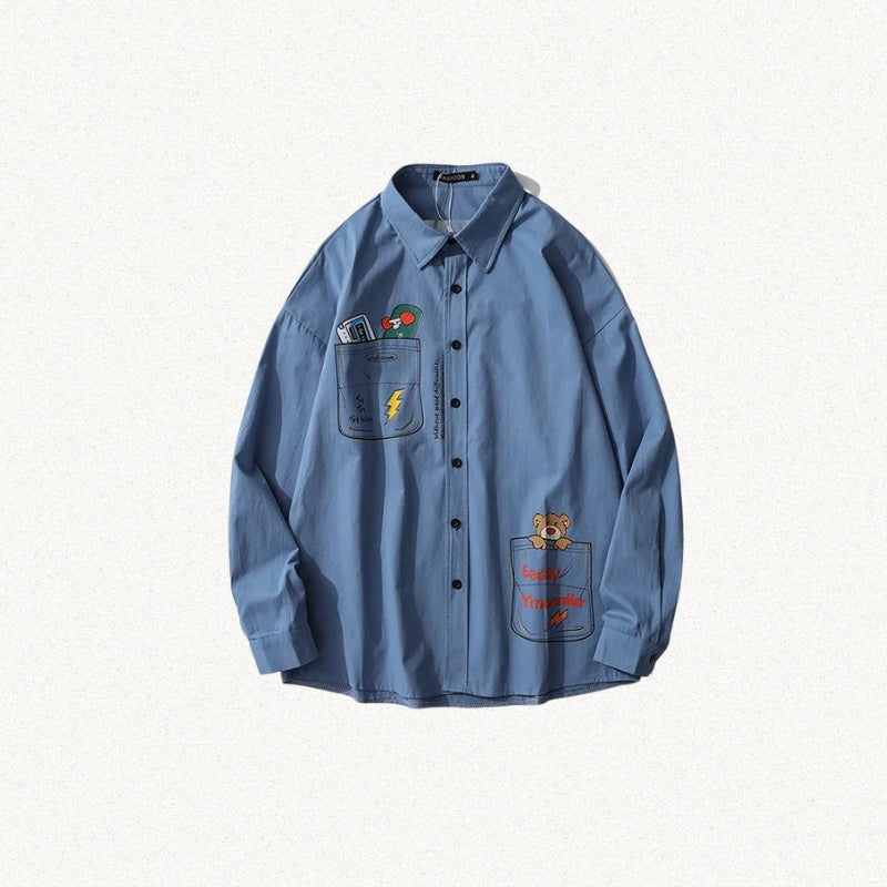 Y2K Retro Bear & Skateboard Graphic Shirt - Perfect for 90s and Grunge Outfits Y2K Retro Bear & Skateboard Graphic Shirt - Perfect for 90s and Grunge Outfits