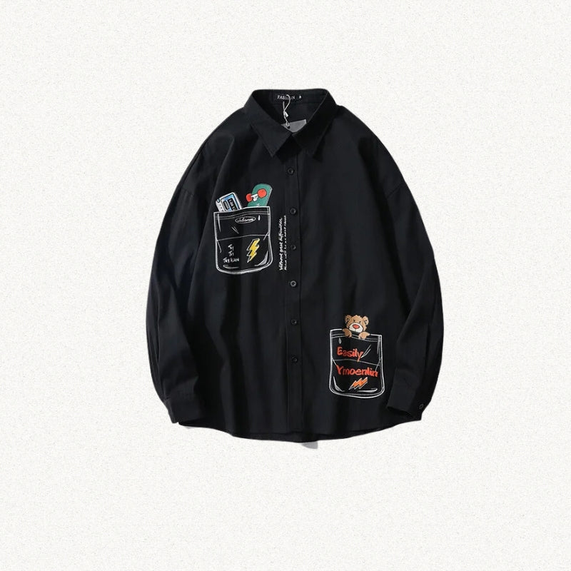 Y2K Retro Bear & Skateboard Graphic Shirt - Perfect for 90s and Grunge Outfits Y2K Retro Bear & Skateboard Graphic Shirt - Perfect for 90s and Grunge Outfits