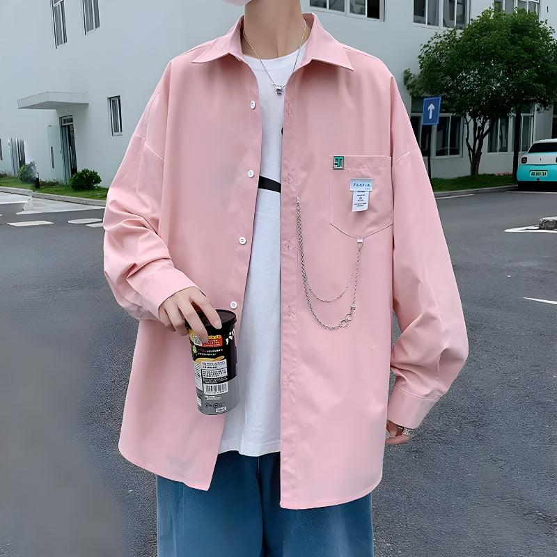 Y2K Retro Chain Detailed Long Sleeve Shirt - Perfect for Grunge and 90s Fashion Y2K Retro Chain Detailed Long Sleeve Shirt - Perfect for Grunge and 90s Fashion