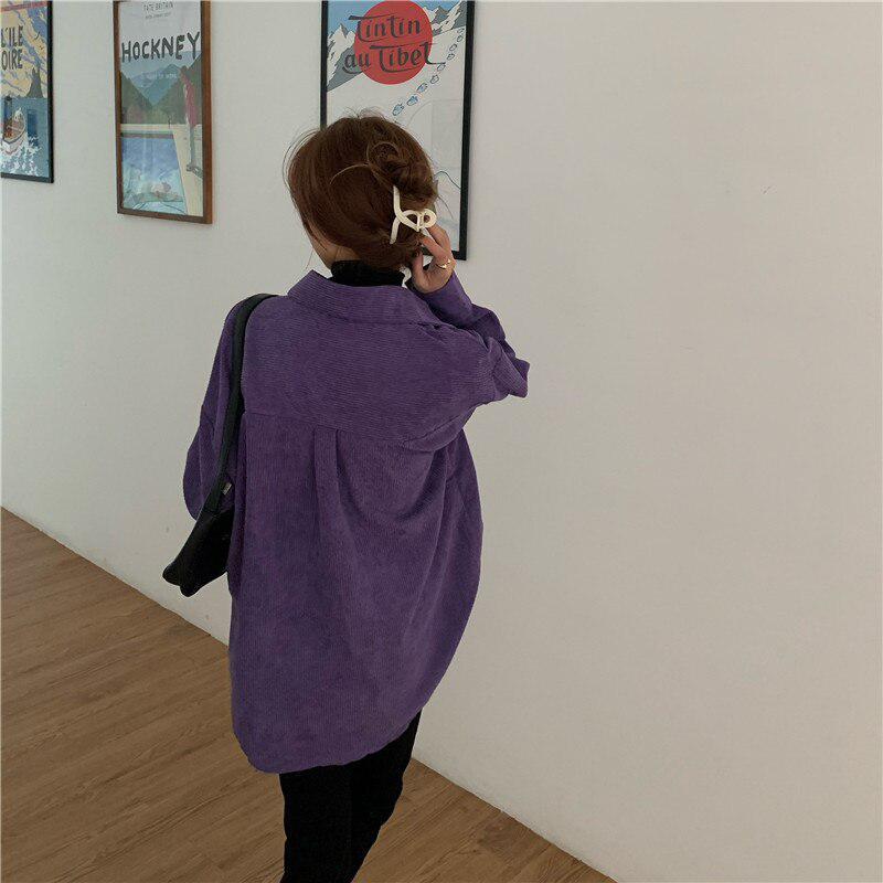 Y2K Retro Indie Purple Corduroy Casual Shirt - Perfect for 90s and Grunge Outfits Y2K Retro Indie Purple Corduroy Casual Shirt - Perfect for 90s and Grunge Outfits