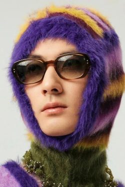 Y2K Retro Indie Striped Fluffy Balaclava - Perfect for 90s and Grunge Outfits
