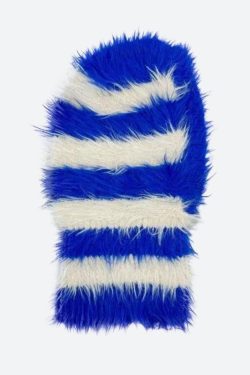 Y2K Retro Indie Striped Fluffy Balaclava - Perfect for 90s and Grunge Outfits