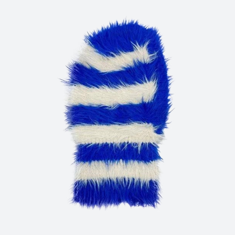 Y2K Retro Indie Striped Fluffy Balaclava - Perfect for 90s and Grunge Outfits Y2K Retro Indie Striped Fluffy Balaclava - Perfect for 90s and Grunge Outfits