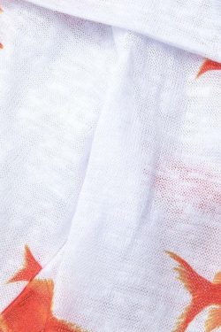 Y2K Retro Koi Fish Printed Mesh Mini Dress - Perfect for 90s and Grunge Outfits