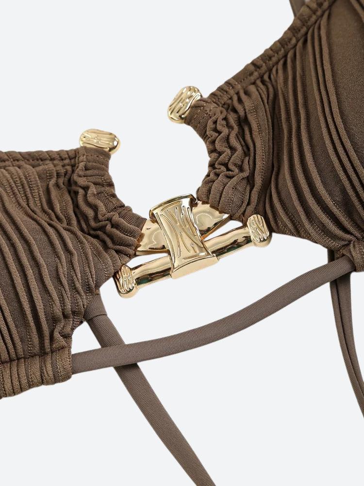 Y2K Retro Metal Hardware Criss Cross Bikini Set - Perfect for Summer and Club Outfits Y2K Retro Metal Hardware Criss Cross Bikini Set - Perfect for Summer and Club Outfits