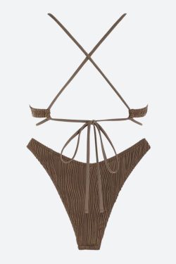 Y2K Retro Metal Hardware Criss Cross Bikini Set - Perfect for Summer and Club Outfits