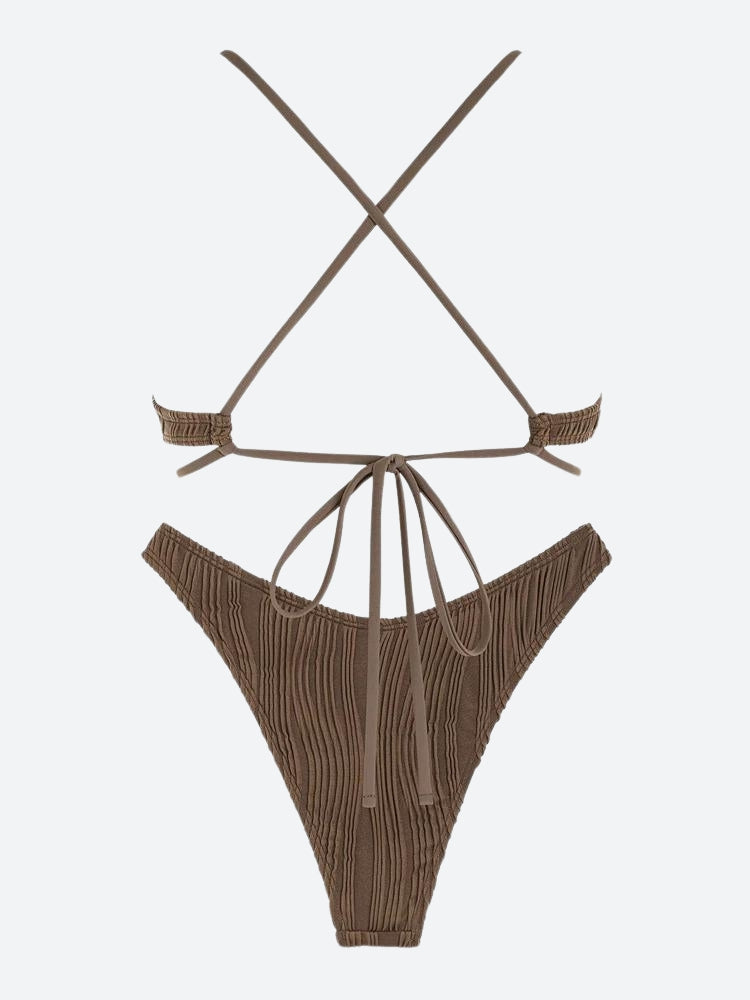 Y2K Retro Metal Hardware Criss Cross Bikini Set - Perfect for Summer and Club Outfits Y2K Retro Metal Hardware Criss Cross Bikini Set - Perfect for Summer and Club Outfits