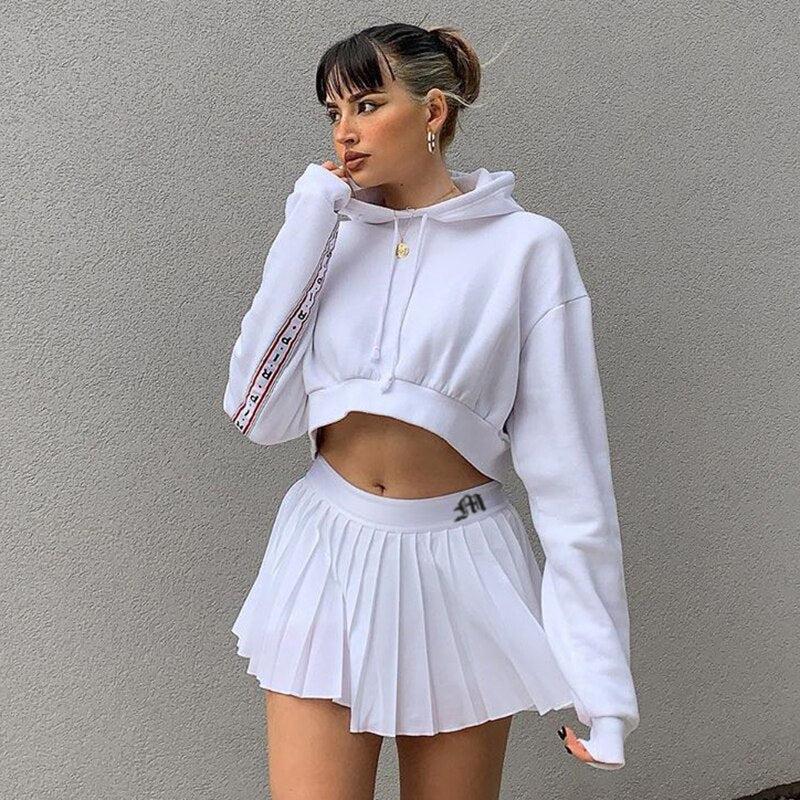 Y2K Retro Pleated White Mini Tennis Skirt - Perfect for 90s and Y2K Summer Outfits Y2K Retro Pleated White Mini Tennis Skirt - Perfect for 90s and Y2K Summer Outfits